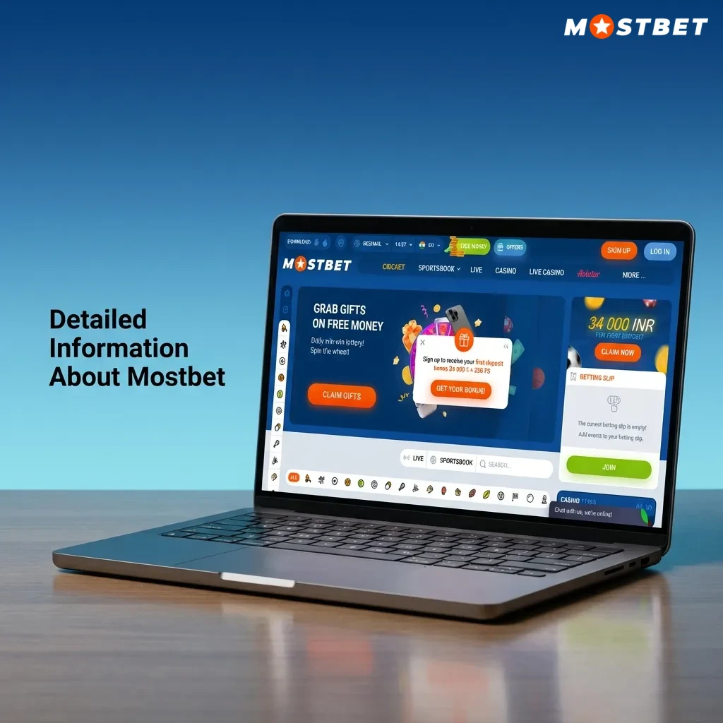 Illustration of Mostbet India platform showing sports betting, casino games, mobile app, and secure payment icons