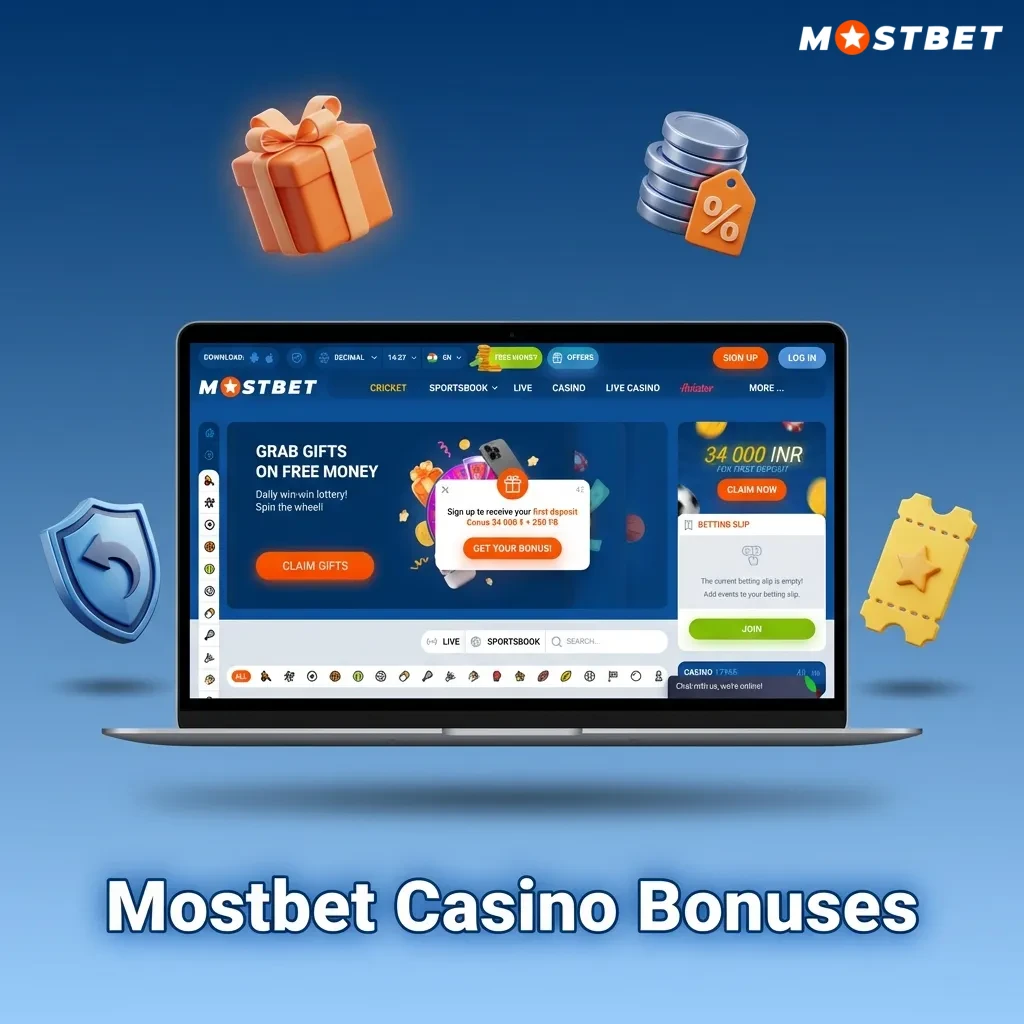 Mostbet Casino India bonuses overview showing reload offers, free spins, live cashback, and tournament rewards