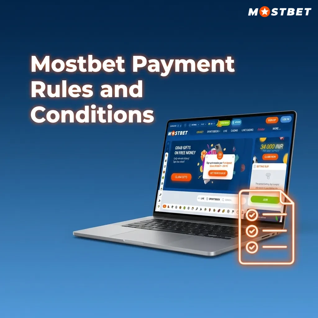 Illustrated Mostbet payment rules guide highlighting safe deposits, withdrawals, KYC, limits, and using own verified accounts in India