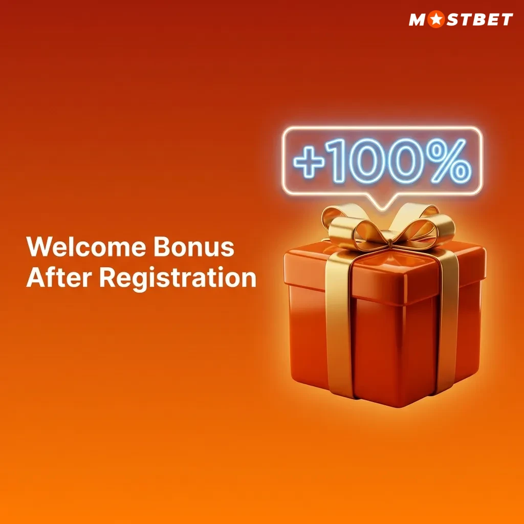 Mostbet welcome bonus screen showing choice between 125% casino bonus with 250 spins or 125% sports bonus up to ₹25,000