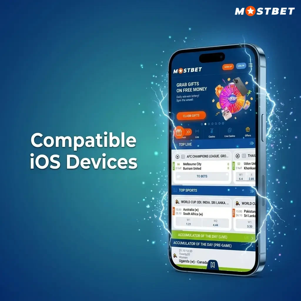 Mostbet app compatible iOS devices list including iPhone X to iPhone 17 series and iPads running iPadOS 12.0 or later