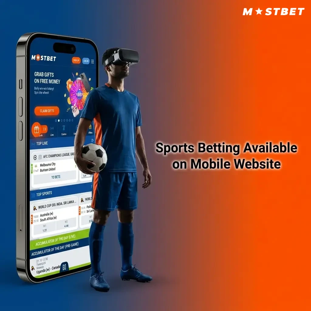 Mostbet mobile website sports betting options including cricket, football, kabaddi, tennis, basketball, and esports for Indian players