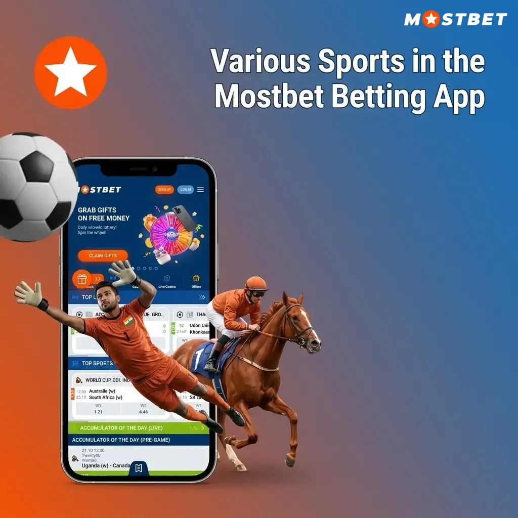 Mostbet betting app sports options including cricket, football, kabaddi, tennis, basketball, and eSports for India users
