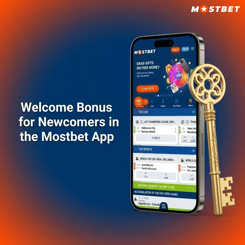 Mostbet app welcome bonus offering 125% up to 300 USD on sports or casino with 250 free spins for new users