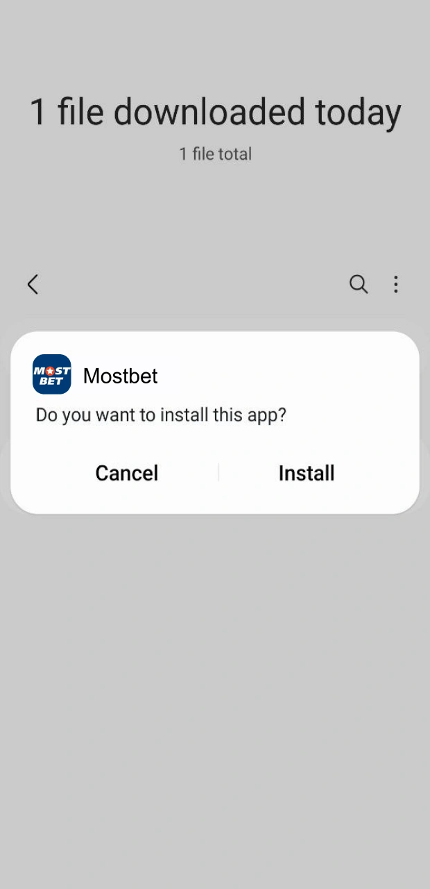 Confirm the setup to finish the installation and launch the Mostbet app on Android.