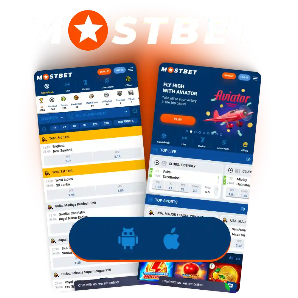 Download the Mostbet app on Android and iOS to start betting.