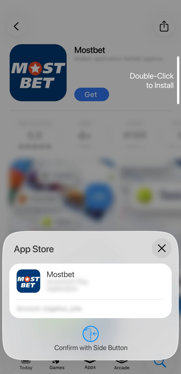 Confirm your Apple ID password to secure the Mostbet iOS app installation.