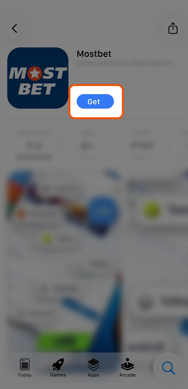 Initiate the download procedure of the Mostbet iOS app for Apple devices.