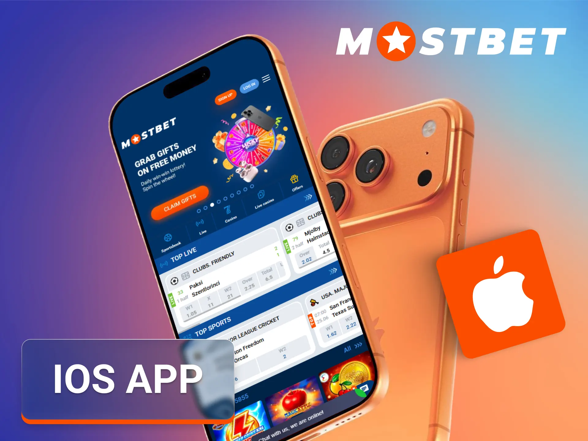 Launch the Mostbet app on your iOS device to access online betting.