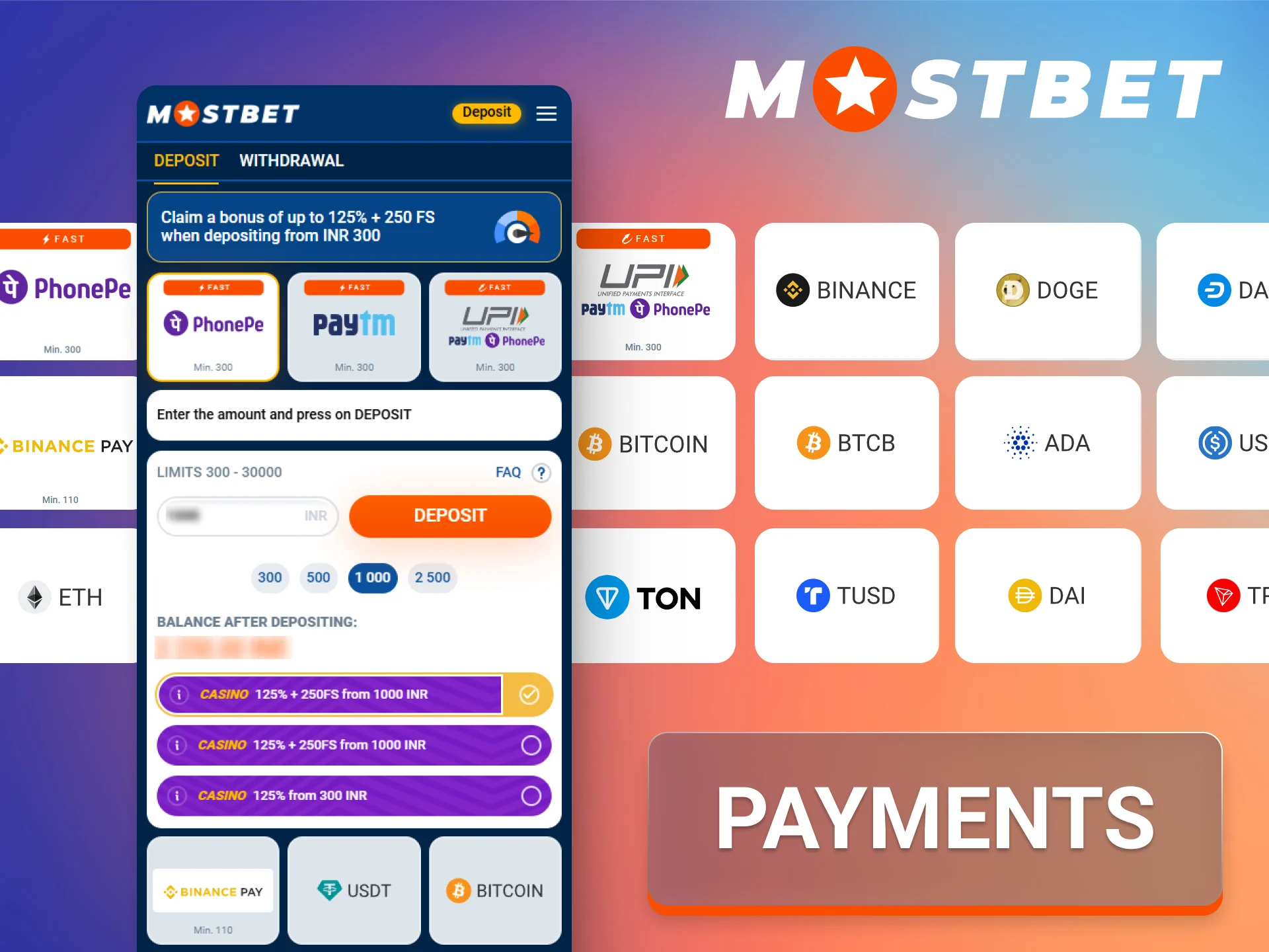 Choose convenient payment methods in the Mostbet app for India players.