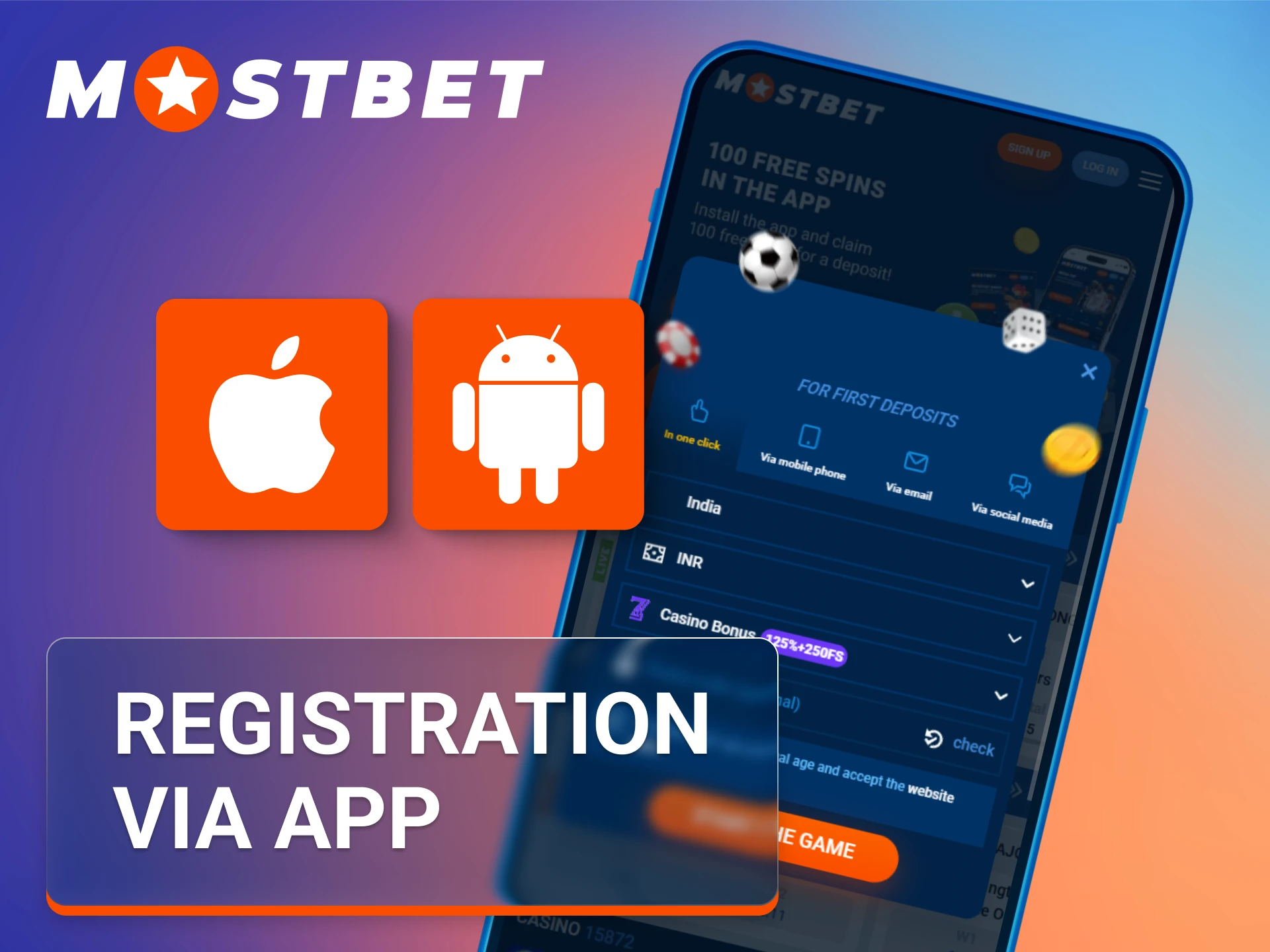 Fill out the registration form directly through the Mostbet mobile app to get started.