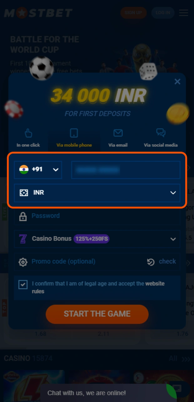 Fill in your personal details carefully during the registration process in the Mostbet app.