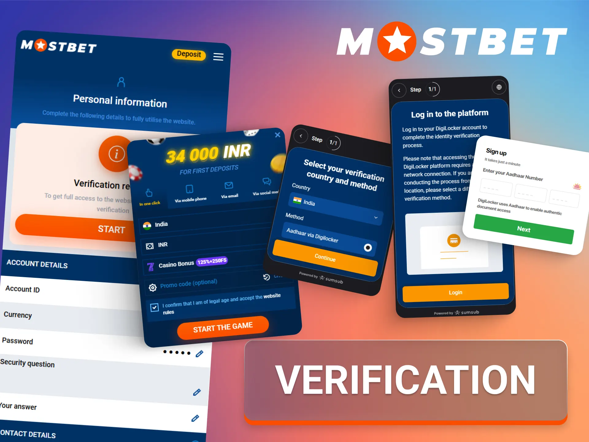 Submit your documents for verification to secure your profile after registration within the Mostbet app.